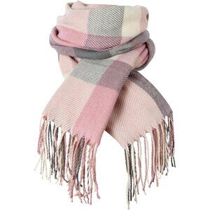 Women's Beige Grey Lattice Scarf Fashion Long Plaid Shawls Wraps Big Grid Winter